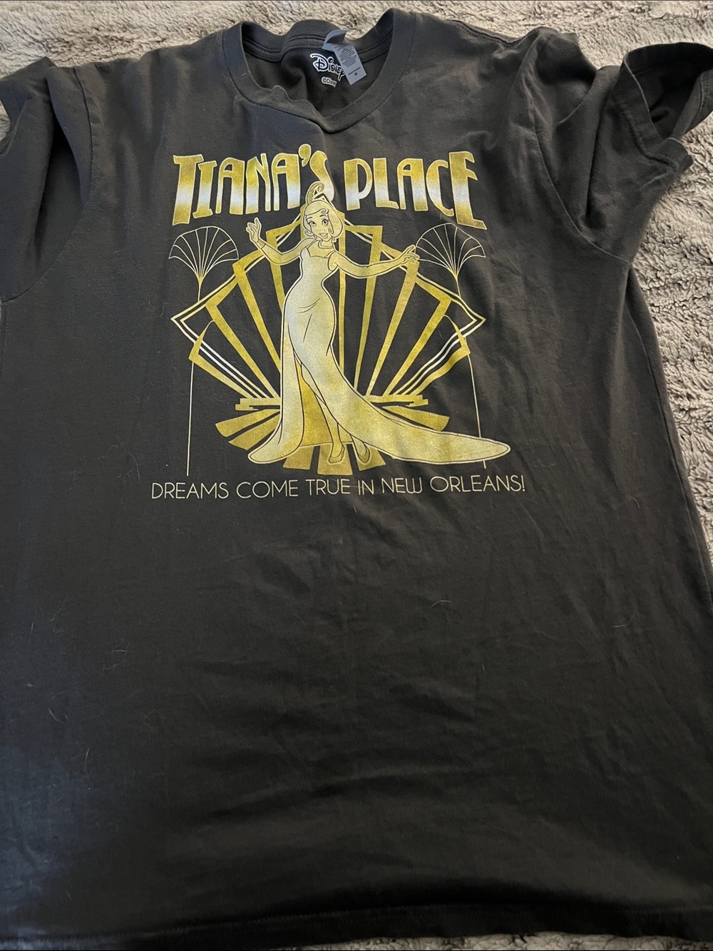 5/$10 item Disney Black Tiana's Place Gold Graphic Short Sleeve Tee